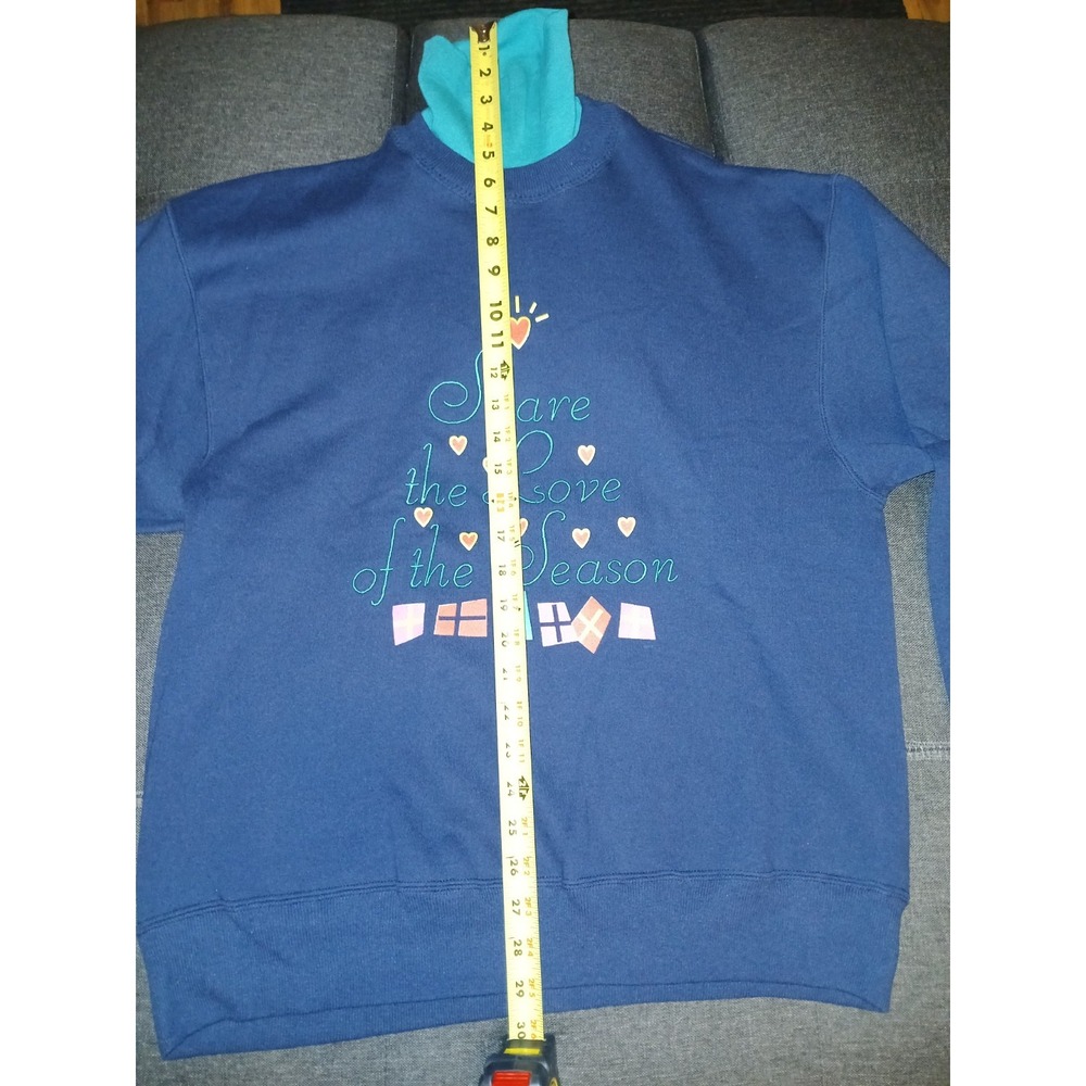 Vintage Garment Graphics Christmas Sweatshirt Large USA Made Mock Neck Holiday - Picture 4 of 7